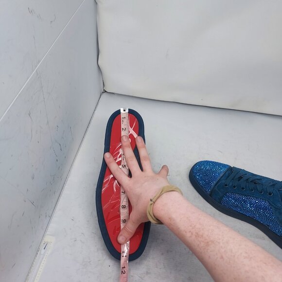 Christian Louboutin Blue WOMENS Louis Junior Strass Bejeweled Low Top Sneaker - Picture 11 of 12